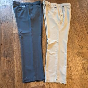 Fila Two Pair Khaki Tan and Gray Stay The Course Golf Pants Men's Size 38 X 32
